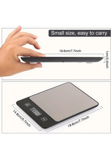 Fastbuy Wangxi Siyah Gıda Terazisi 10kg 22lb Hassas 1g Mutfak Terazisi Paslanmaz Çelik Tara Fonksiyonu 2xaaa Pil Siyah