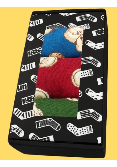 Kingkit Baskılı Ve Desenli Komik Çoraplar 3 Çiftlik Set 12197473 Mavi