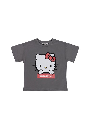 Hello Kitty 10-13 Yaş Tişört - Gri Çok Renkli
