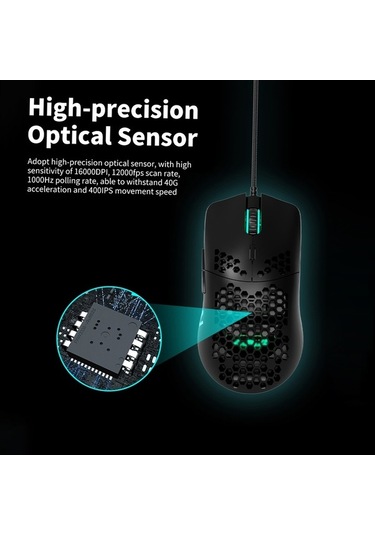 Didadodo Ajazz Aj390 Oyuncu Fare - 7 Tuşlu, Ayarlanabilir Dpı, Havalandırmalı Petek Tasarım, Ergonomik Lazer Güçlü Aydınlatma, Mükemmel Kontrol Lazer