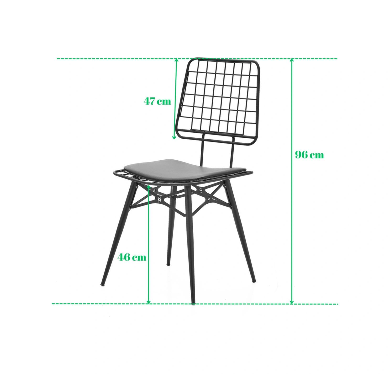 Dengema Rio S19 Kolsuz Sandalye Siyah Dokuma Kumaş, Metal Siyah Ayak Siyah