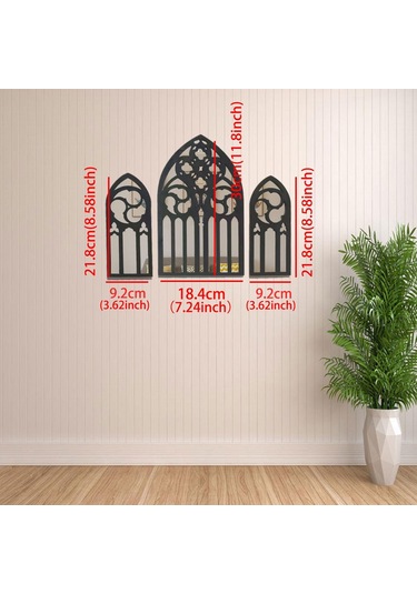 Suntek 3 Parça Gotik Duvar Aynaları Barok Rustik Stil-a