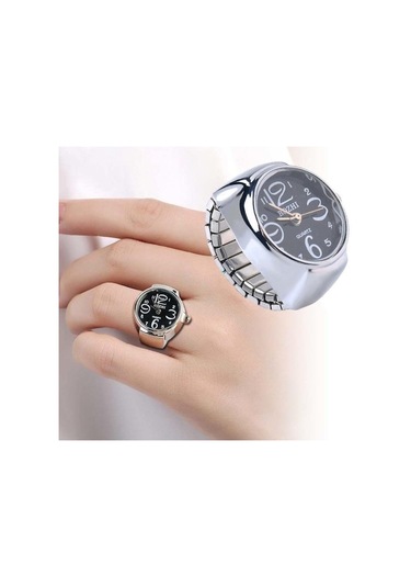 Mavi İzle Yüzük Erkekler Kadınlar Için Parmak Yuvarlak Kuvars Takı Paslanmaz Çelik Yüzük Sevgilisi Çifti Saatler Mavi