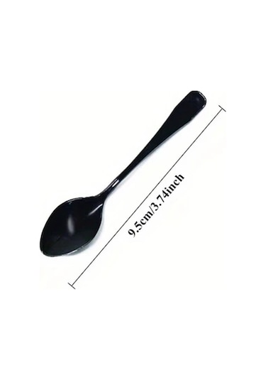 Willowhaven 99 Adet Siyah Uçlu Dayanıklı Mini Plastik Tatlı Kaşığı - Düğün Parti Pasta Çerez Siyah