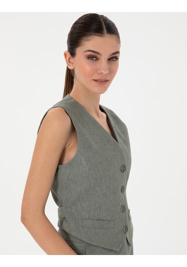 Pierre Cardin Kadın Haki Yelek Dokuma 50306488-vr027 Haki