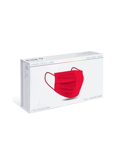 Private Stock Labs 4 Katlı Koruyucu Maske Neon Kırmızı 10'lu