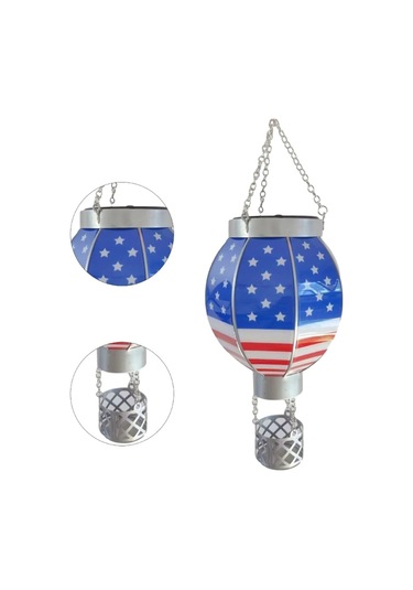 Yaozixa Güneş Enerjili Renkli Ayağık Balon Lambası, Dış Mekan Dekorasyon Işığı, Otomatik Aç-kapa, Bahçe Çadır Piknik Için Islak Dayanıklı Sıcak Işık - Bayrak B Küçük Boyut Renk