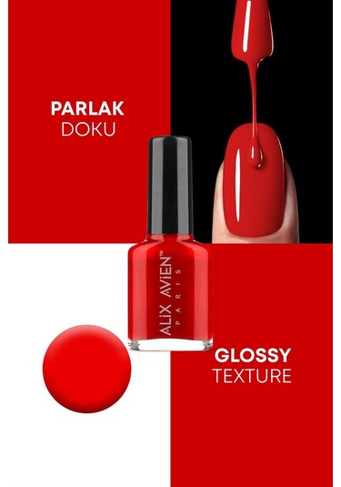 Alix Avien Kırmızı Oje 103 Yüksek Pigmentli Uzun Süreli Kalıcılık Hızlı Kuruma Nail Lacquer 103