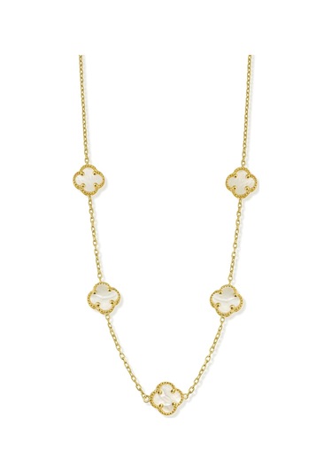 14k Altın Kaplamalı 925 Ayar Gümüş Granada Saray Yoncaları Kolye Beyaz 23182803 Altın