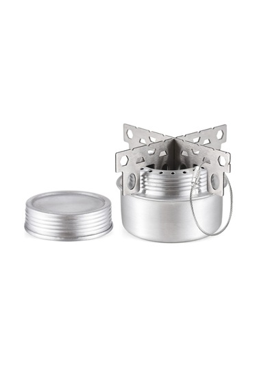 Tenfowee Alüminyum Çelik Çapraz Ayaklı Ultra Hafif Alkollü Çalışma Çadır Ocağı Yangın Söndürme Kapağı İçeren Taşınabilir Kamp Aleti Gümüş