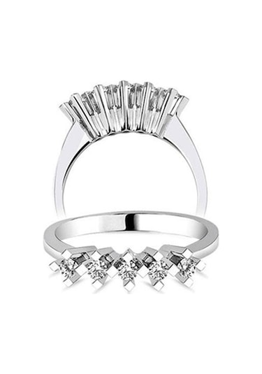 14k Beyaz Altın Sırataş Yüzük