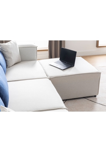 Swipe 4 Modül Pofidik Modüler Kanepe L Köşe Koltuk Takımı Kırık Beyaz