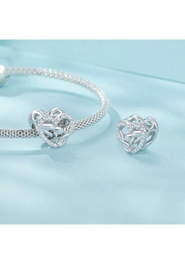 Fastbuy S925 Ayar Gümüş Sonsuzluk Sembolü Aşk Boncuk Bilezik Kalp Şeklinde Çok Renkli Scc2826 Çok Renkli