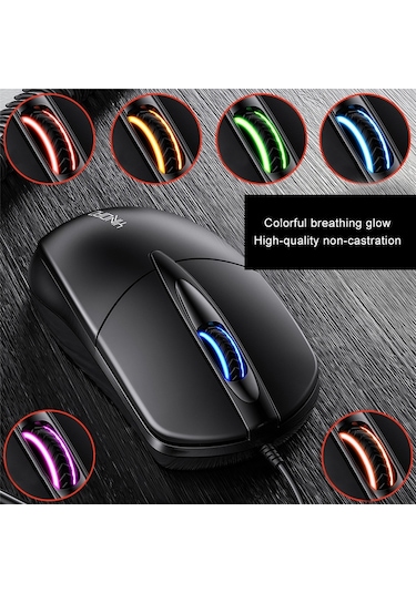 Yındıao G2 1000dpı 3 Tuşlu Rgb Işık Kablolu İş Faresi Siyah Diğer