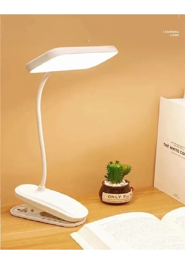 Vkemall Usb Şarjlı, Parlaklık Ayarlanabilir Led Okuma Lambası - Göz Korumalı, Çok Amaçlı, Masaya/yatak Üstüne Tutan Veya Dikey Konulabilir Beyaz