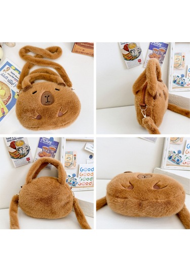 Hangfox Yumuşak Tavşan Tüyü Kapibara Desenli Çapraz Çantası - Fonksiyonel Ve Sevimli 22x22cm