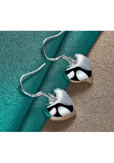 925 Ayar Gümüş Salanan Kalp Küpe