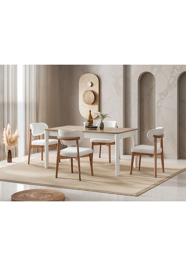 Polo Beyaz Teddy Natural Ahşap Bohem Sandalye