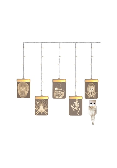 Sones Led Cadılar Bayramı Işık Dizisi Maskeli Parti Dekorasyon Lambası Sıcak Beyaz Işık