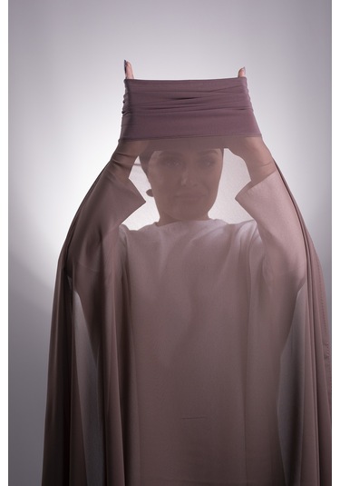 Kahve Pratik Hazır Geçmeli Şal Şifon Boru Boneli 3001_14