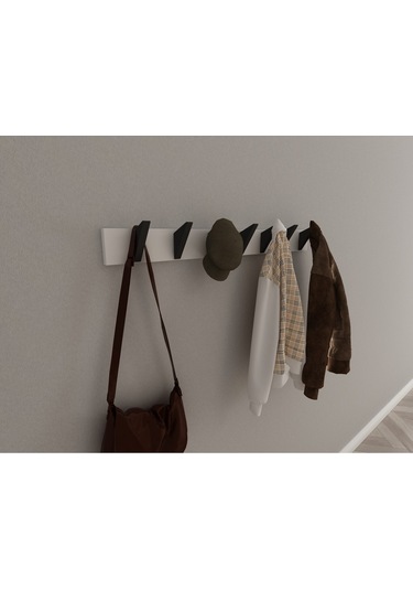 Hepsi3boyutlu Modern Duvar & Kapı Kanca Askılık - 7 Adet Siyah Kanca Askılık - Model No : 5 Siyah