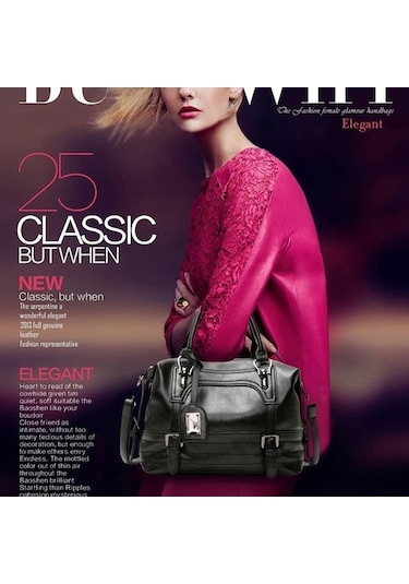 Wondernest Bayanlar Gündelik Çanta Yumuşak Yüzlü Düz Renk Tek Omuz Çapraz Büyük Çanta Siyah Av Siyah