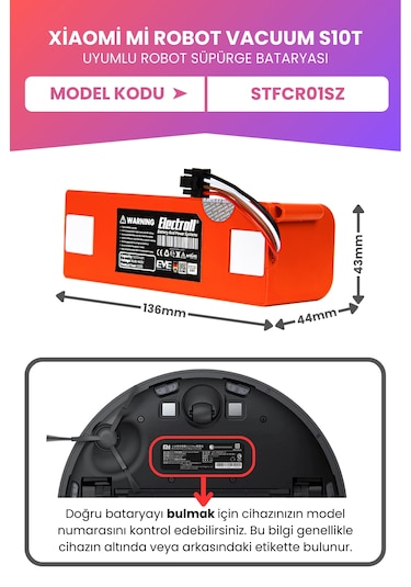 Xiaomi Mi Robot Vacuum S10t Batarya 7000mah