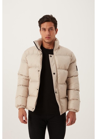 Erkek Regular Fit Şişme Mont Taş