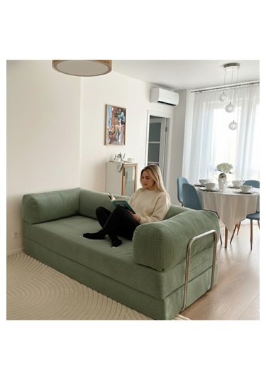 100x200 Kanepe - Fitilli Kadife Yıkanır Silinir Pratik Yer Yatağı 50 Dns Bondex Yeşil