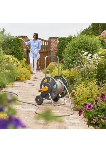 Hozelock 2434H 30 m Hortumlu 60 m Kapasiteli Tekerlekli Hortum Toplama Sarma Araba Seti