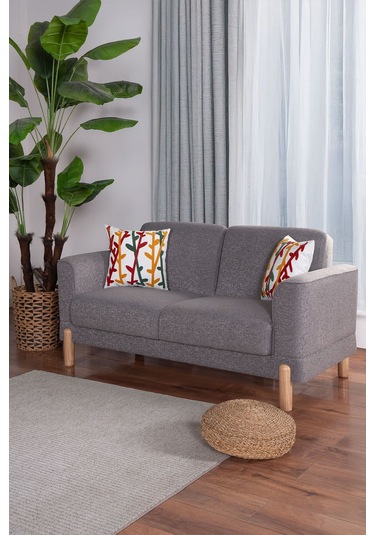 Kilim Mobilya Bohera Bohem Koltuk İki Kişilik Koltuk Gri Gri