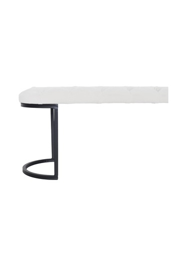 Elısse Black Puf - Metal Ayaklı Kapitoneli Model Puf, Beyaz Bench