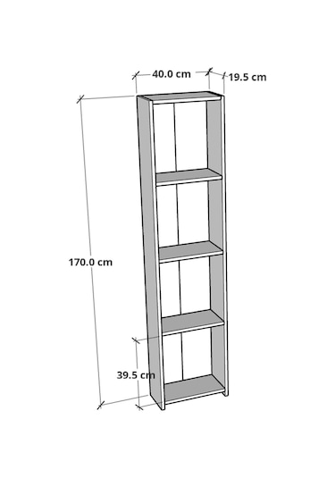 5 Raflı Kitaplık Arkalıklı Dar Raf Kütüphane Beyaz - A.çam