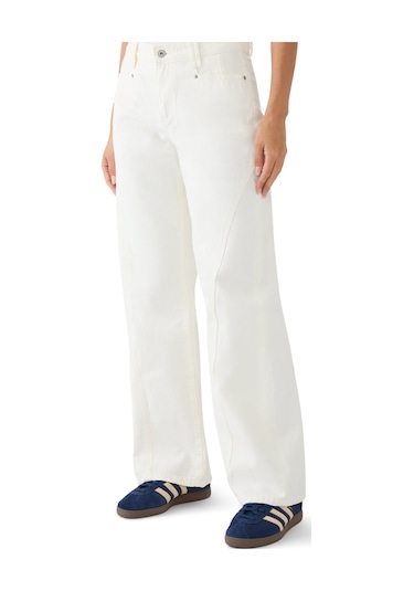 Outland Denim Şık Ve Sürdürülebilir Mid - Rise Kot Pantolon Beyaz