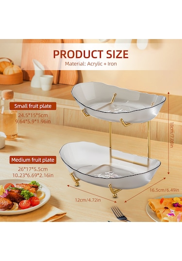 Qingmipy Çok Katlı Akrilik Meyve Sepeti, Metal Ayaklı Sunum Ve Saklama Çözümü Gri