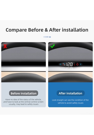 Maiyame Tesla Model 3/y 2019-2022 Uyumlu Yükselişli Görüntü Gösterici - Hız, Vites, Yön Işığı, Pil Seviyesi, Kapı Ve Emniyet Kemeri Uyarısı