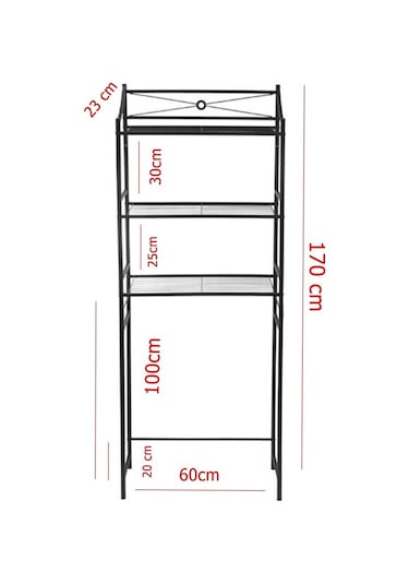 Retodesing Metal Wc Arka Rafı, Banyo Klozet Rafi, Kağıtlık Siyah
