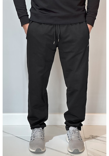 Paçası Düz Beli Lastikli 3 Cepli Erkek Eşofman Altı 4706 Siyah Siyah