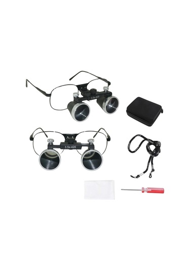 Hiperlupa St435 İnce Çerçeve Cerrahi Loupes Büyüteç Gözlük 3.5x420 Değişken Pupil Mesafeli Metal Çerçeve