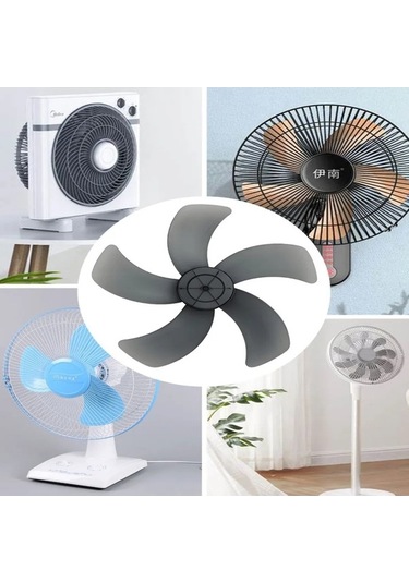 Fortunelane 5 Cephe Plastik Fan Eklentisi - Kalın Tabaka, Evrensel Uyumlu - Masaüstü, Yere, Duvar Fanları İçin - Siyah 16 İnç