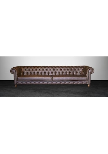 Zus309 Chester Koltuk Model 90483 Kanepe Suni Deri Kumaş Ahşap Kayın Ayak El Yapım