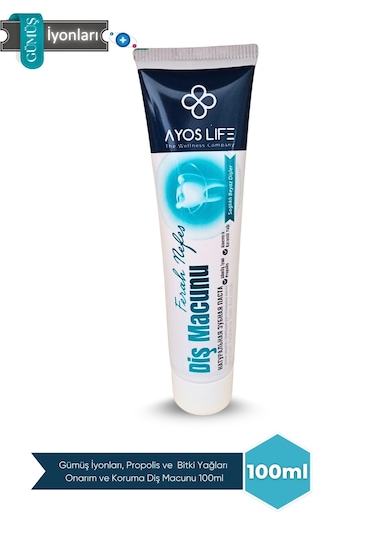 Ayos Life Gümüş İyonu ve Bitkisel Yağlarla Tam Koruma ve Onarım Diş Macunu 100 ML