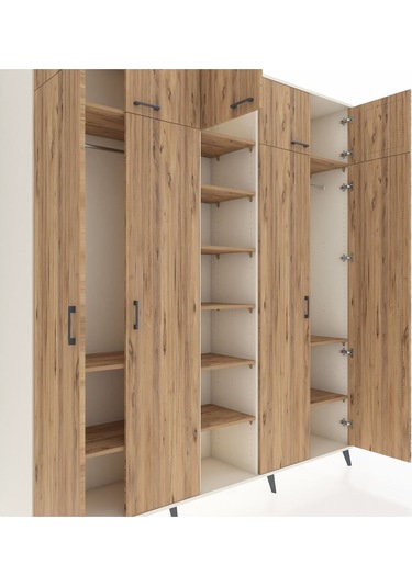 Hyperion Dolap 12 Raflı 9 Kapaklı 2 Askılı 220x44x243 Aytaşı-çam/çam Atlas Çam/atlas Çam