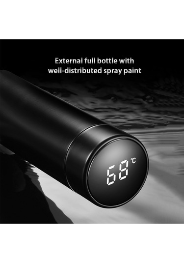 Hangfox Akıllı Led Ekranlı Termal Bardağı - 500ml Sıcaklık Göstergeli, Sızdırmaz, Geyik Desenli Koyu Mavi