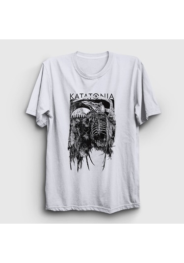 Presmono Unisex Death Katatonia T-shirt Beyaz