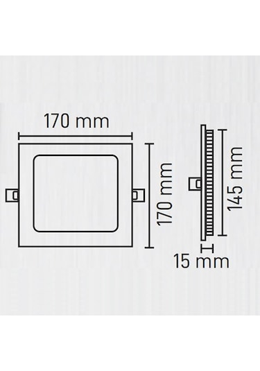Maxled 12w Siyah Kasa Kare Sıva Altı Led Panel 3000k Günışığı Siyah