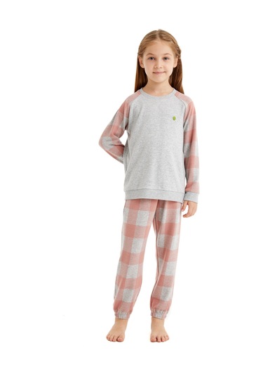 Kız Çocuk Pijama Takımı 60516 - Gri Melanj