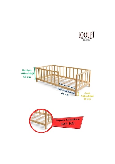 Loolpi Home Ayaklı Montessori Bebek ve Çocuk Karyolası