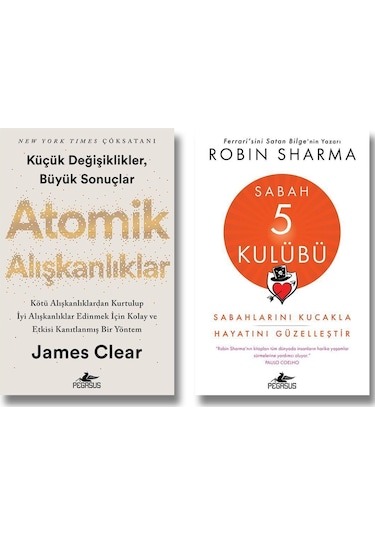 Pegasus Yayınları Atomik Alışkanlıklar - Sabah 5 Kulübü 2 Kitap Set James Clear Robin Sharma