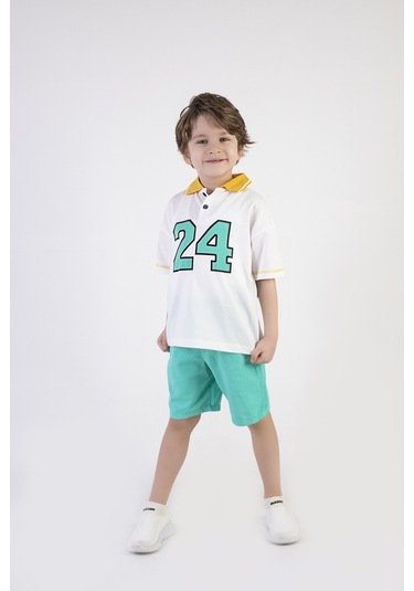 Erkek Çocuk Yakalı Gabardin Şortlu 2'li Takım 001